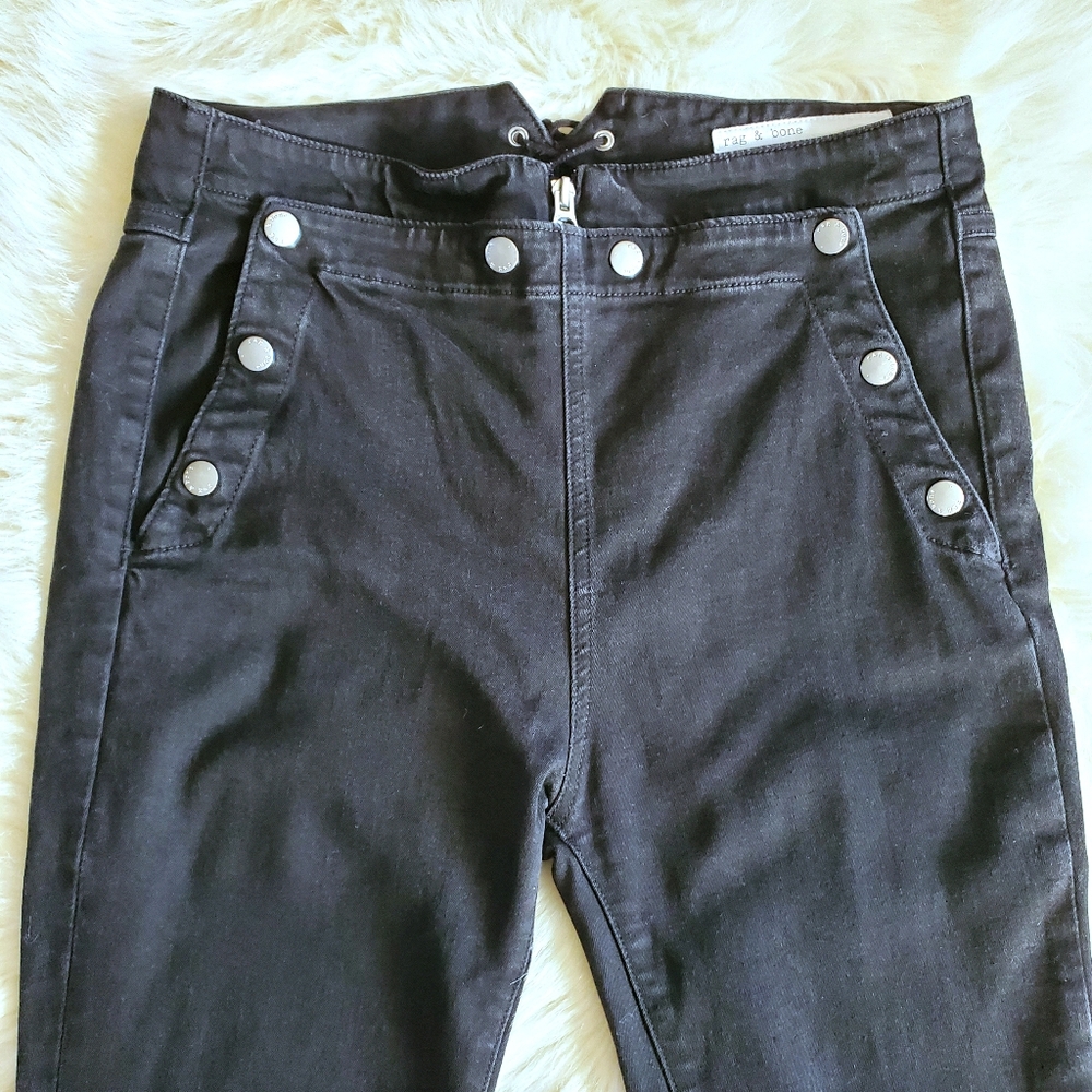Rag & Bone Penton Skinny High Waist Snap Front Black Jeans Size 29 - Picture 9 of 15